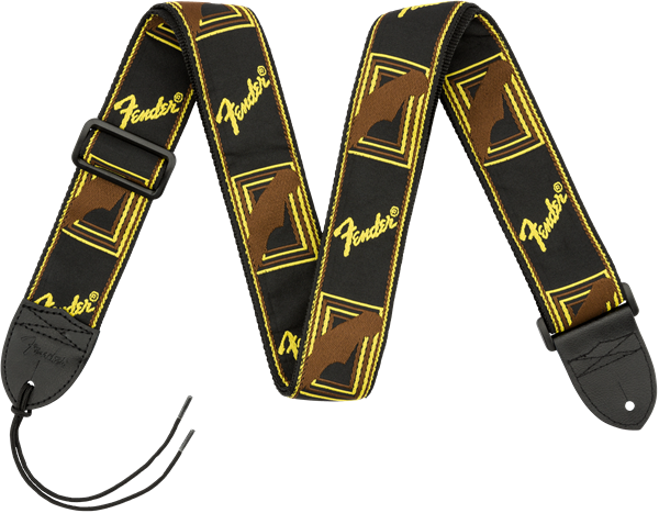 Fender 2 Inch Monogrammed Guitar Strap Black Yellow Brown Perth