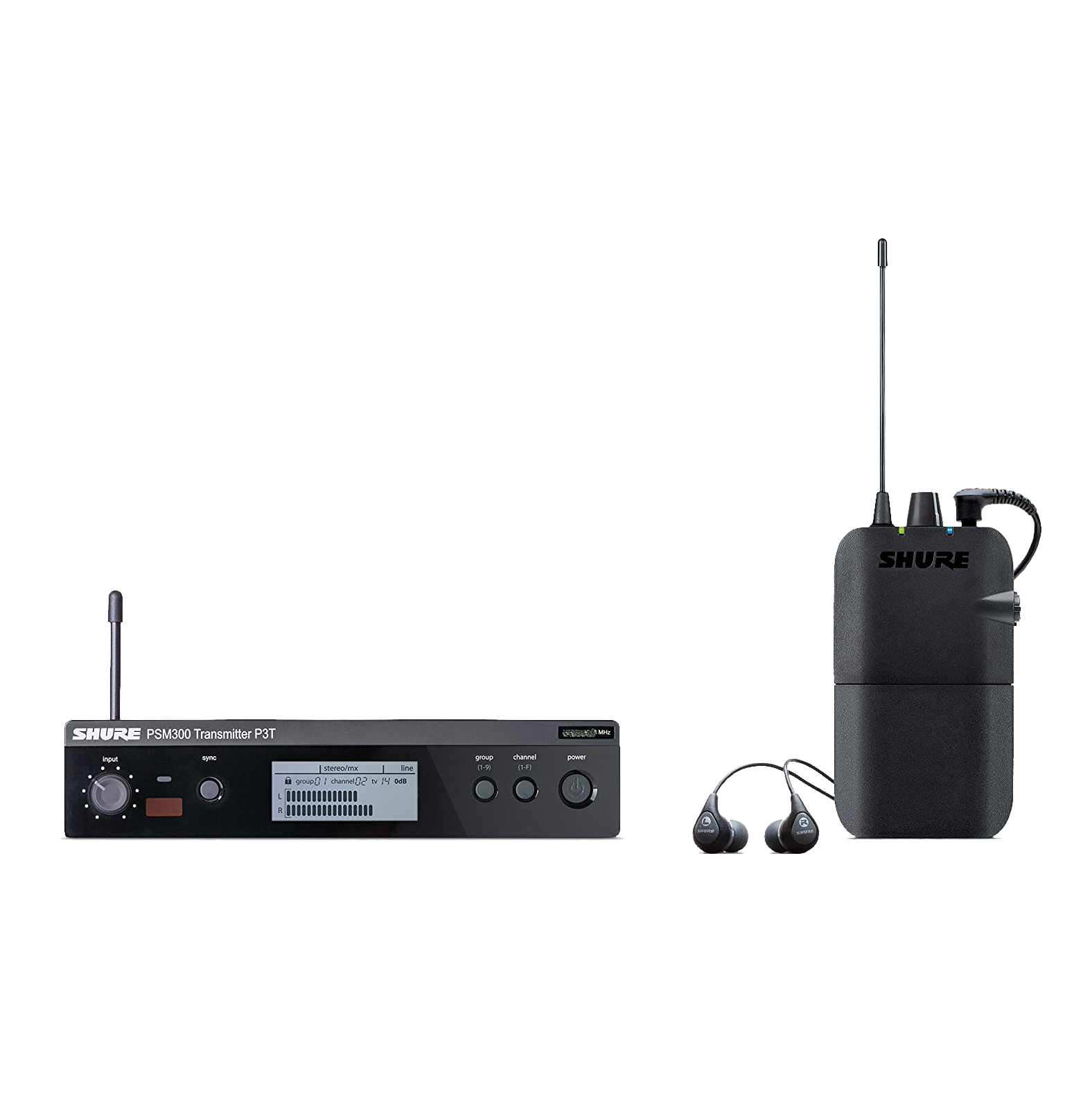 Shure P3TR112G PSM300 Wireless System with Grey SE112 Sound Isolating Earphones (J10: 584-608 